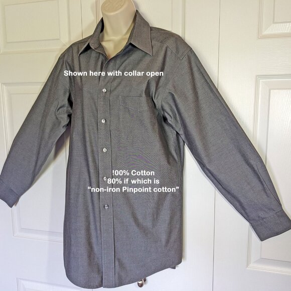 Roundtree & Yorke Gold Label dress shirt, Dark gray, Non Iron cotton, 15/33, VTG - Picture 3 of 16